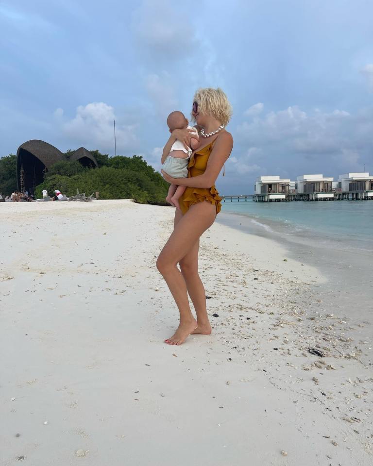 She shared a series of snaps on Instagram, showcasing her stunning physique in a brown frilled swimsuit
