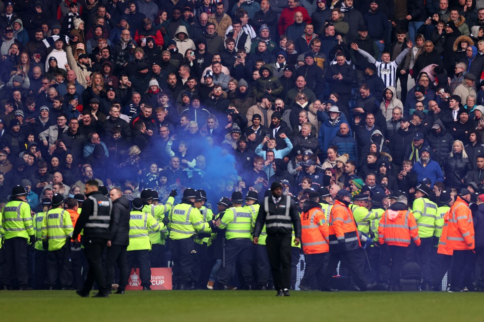 Police and stewards were forced to intervene to diffuse the situation