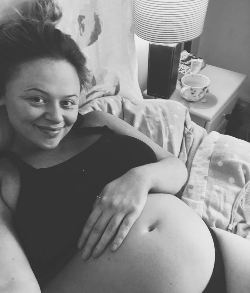 She showed off her bare bump on Instagram