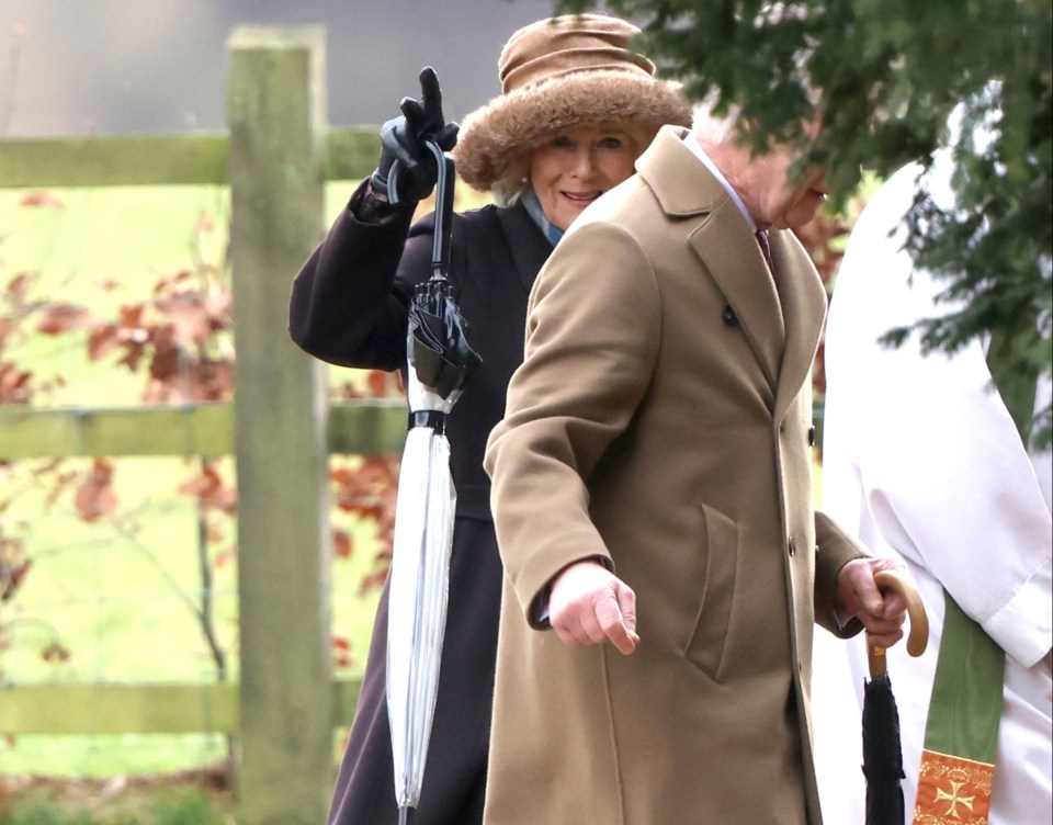 Queen Camilla also gave well-wishes a wave