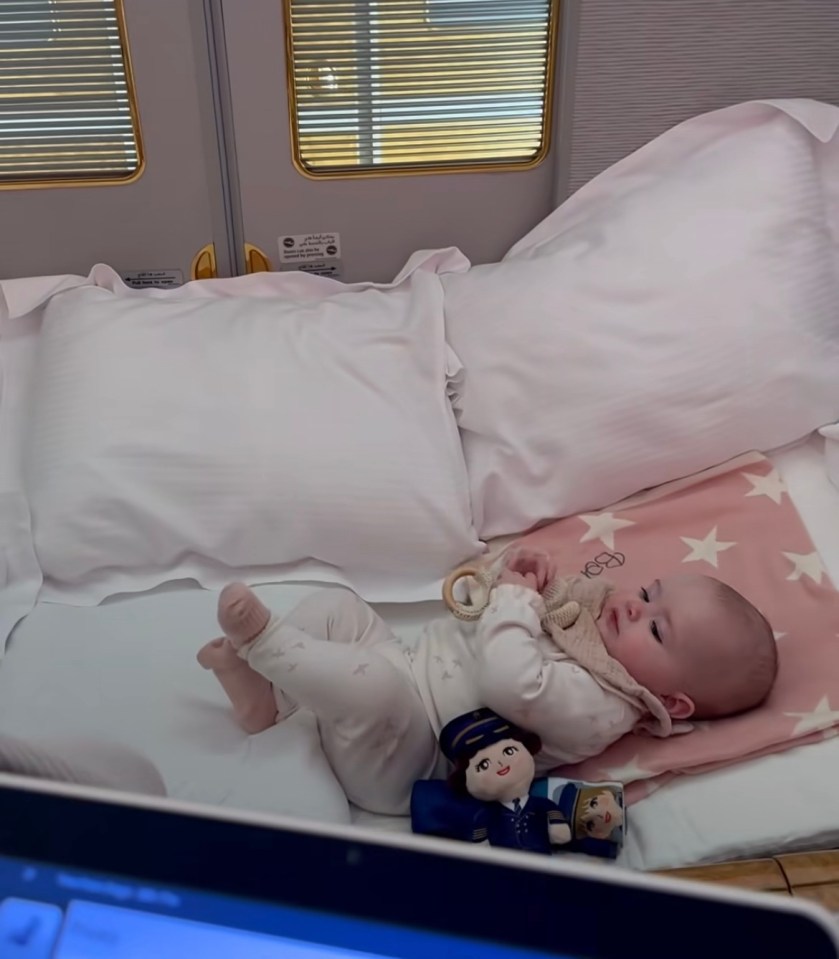 She had plenty of space to set up a bed for her baby daughter