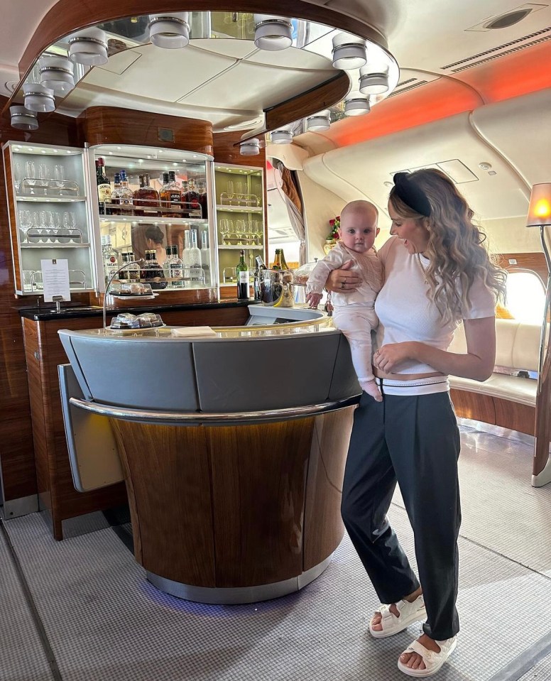 The former Love Island star took full advantage of the luxury on-board facilities