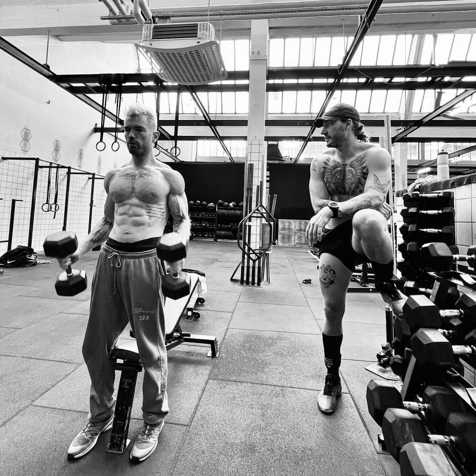 Bendtner showed off his hulking physique on his Instagram