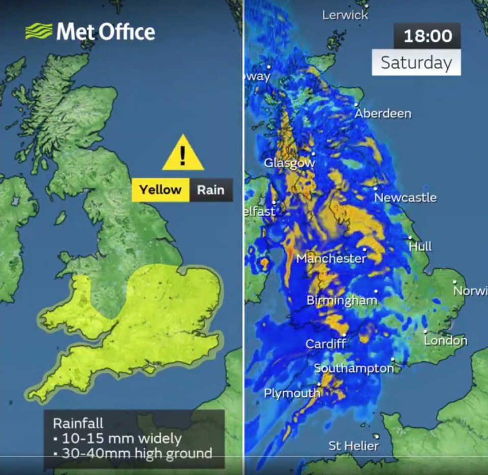 The Met Office's Alex Burkill warned of 'persistent' rain to roll into Britain from this afternoon