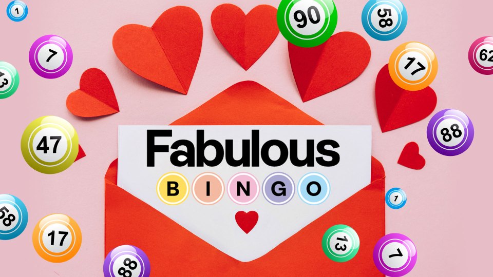 Valentine's Day bingo card in a red envelope.