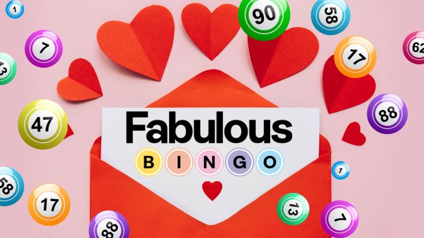 Valentine's Day bingo card in a red envelope.