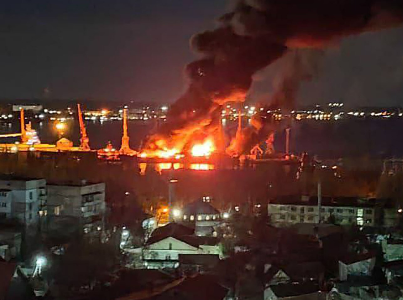 Ukraine also blasted the Russian ship Novocherkassk in the port of Feodosia, Crimea