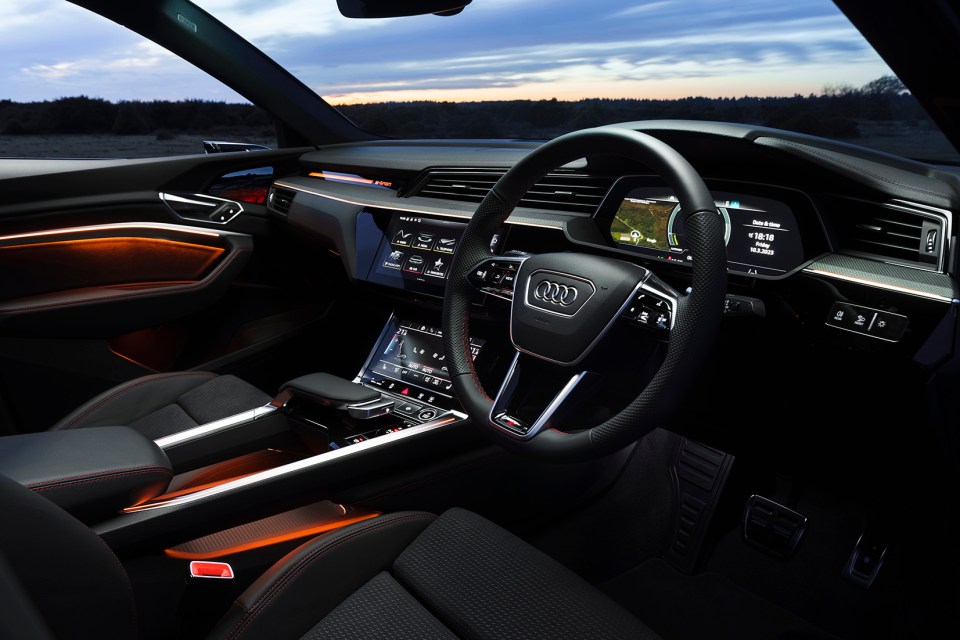 A digitally processed image is shown on OLED displays in the interior