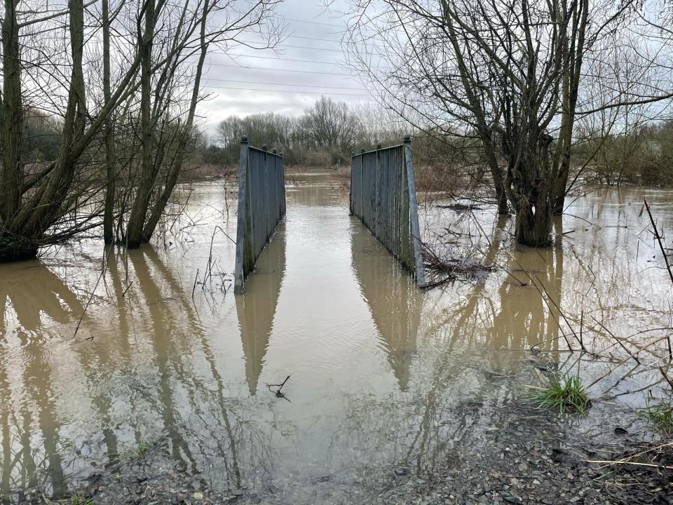 Rising water levels on the River Soar near Aylestone Meadows today