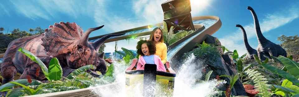 The Jurassic-themed flume ride promises to introduce kids to different species of dinosaurs