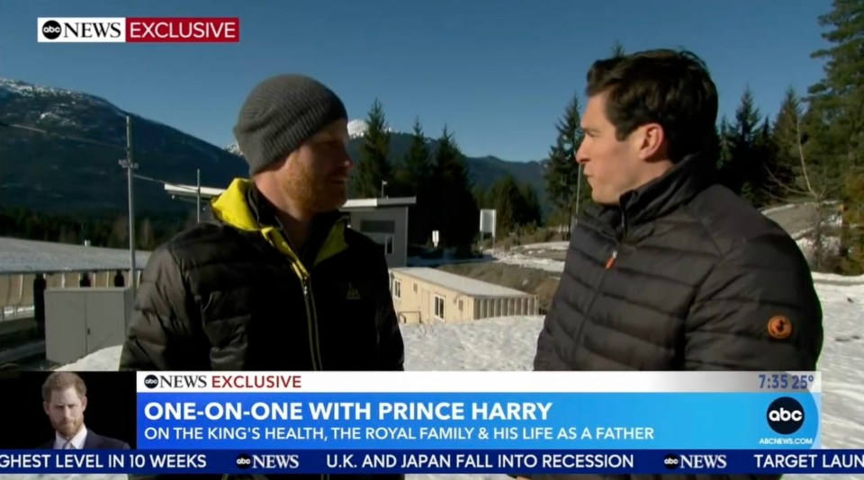 Prince Harry interviewed on ABC News.