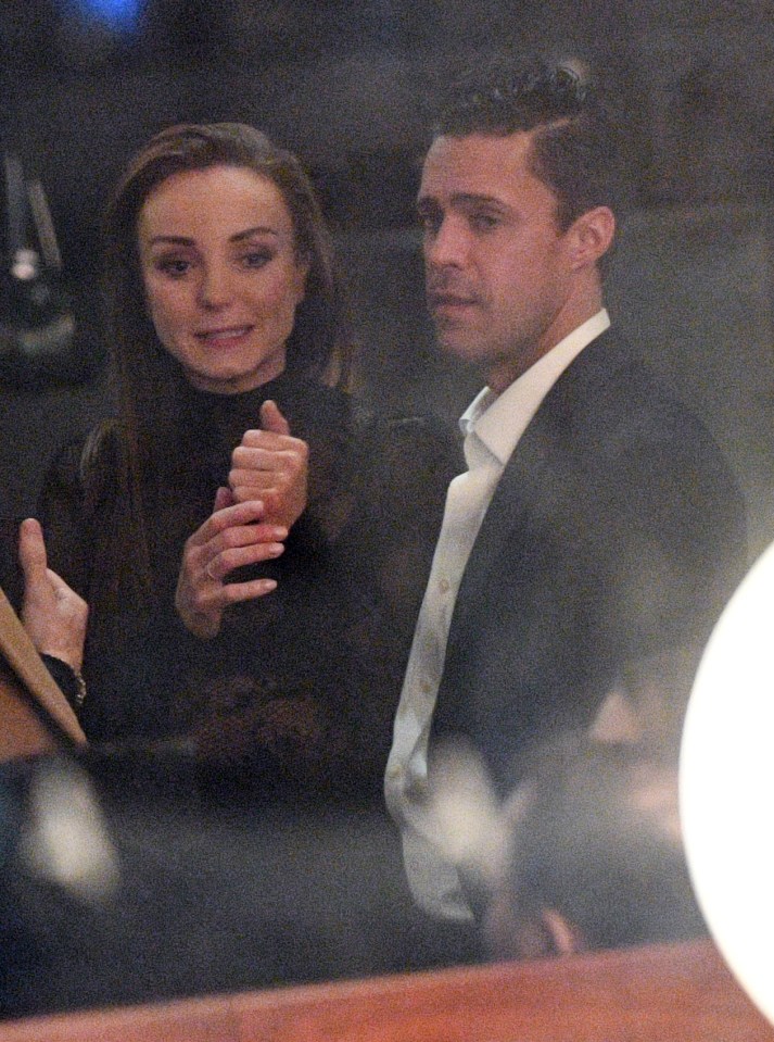 Helen George was spotted cosying up to TV co-star Olly Rix at a London Theatre