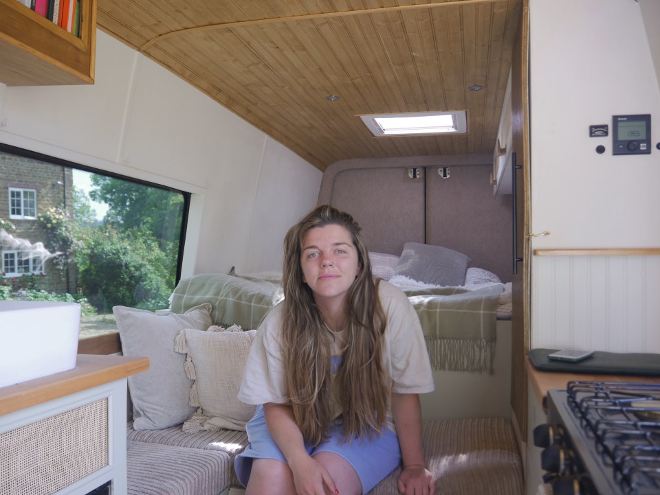 Hannah Felce and her partner Rory Rooney turned their camper van into a 'studio flat on wheels'