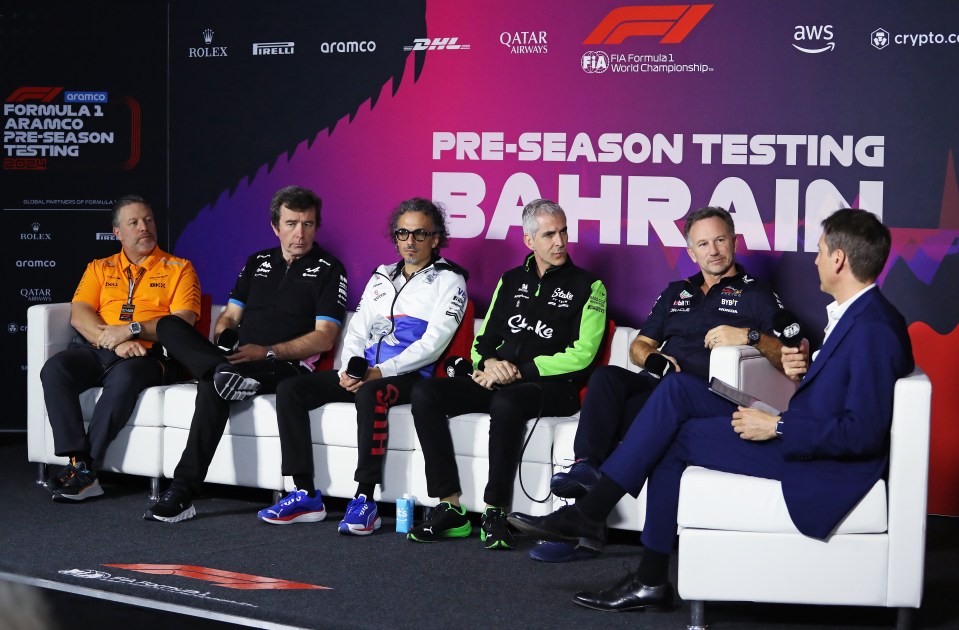 Horner, second from right, was quizzed during a panel press conference