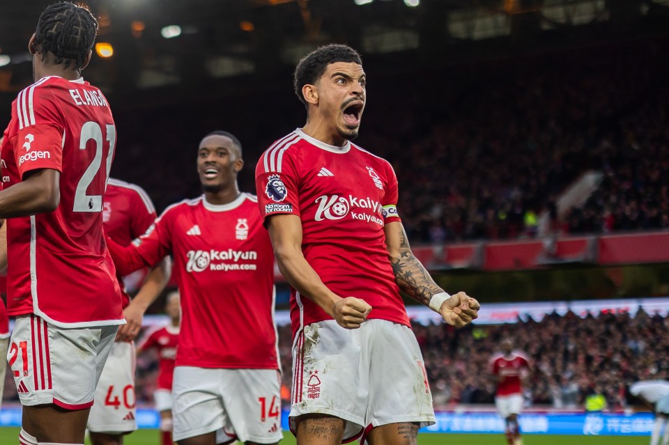 Morgan Gibbs-White celebrates Forest taking the lead