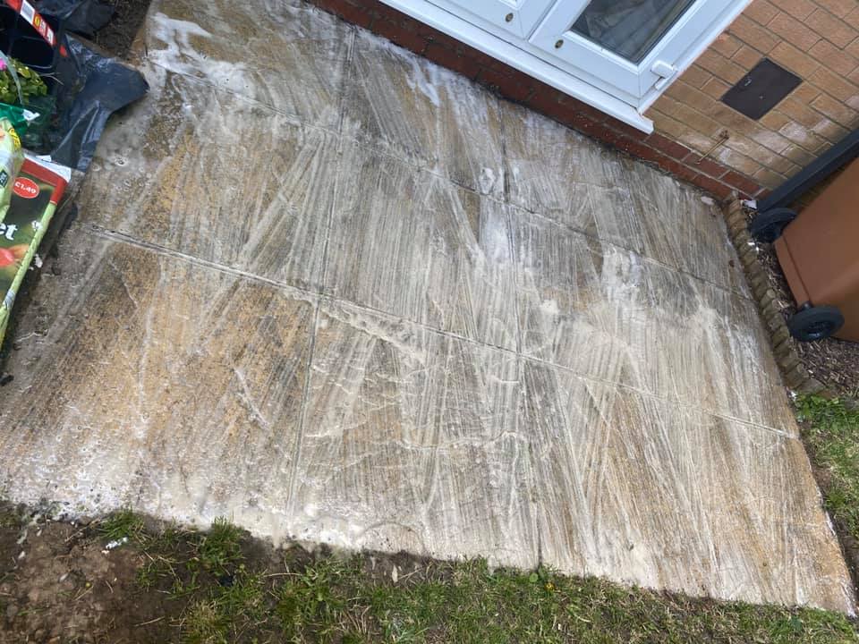 Patio being cleaned.