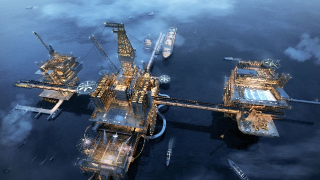 The ambitious project is set to be built on an old oil rig and is massive in size