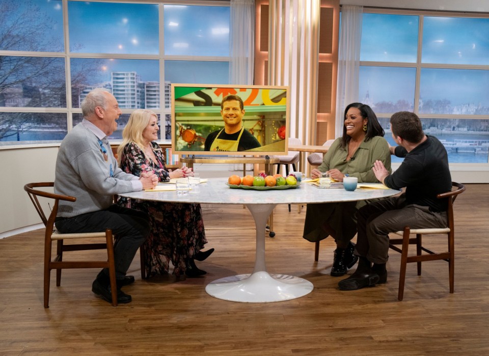 Editorial use only Mandatory Credit: Photo by Ken McKay/ITV/REX/Shutterstock (14329046v) Gyles Brandreth, Vanessa Feltz, Alison Hammond, Dermot O'Leary 'This Morning' TV show, London, UK - 02 Feb 2024