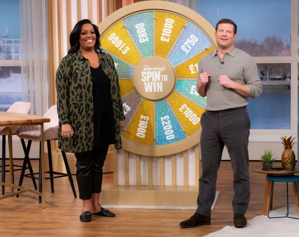 Editorial use only Mandatory Credit: Photo by Ken McKay/ITV/REX/Shutterstock (14318126ak) Alison Hammond, Dermot O'Leary 'This Morning' TV show, London, UK - 26 Jan 2024
