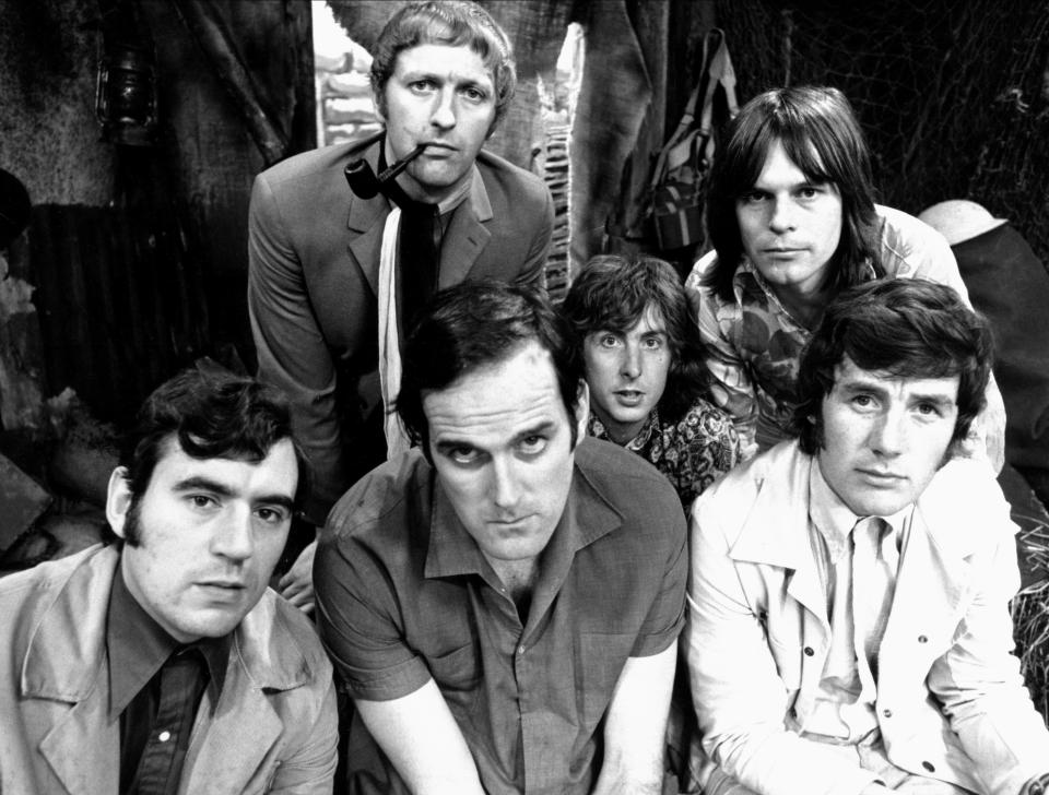 The Pythons: Graham Chapman, Eric Idle, Terry Gilliam, Terry Jones, John Cleese and Michael Palin