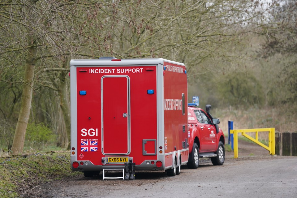 A Specialist Group International (SGI) vehicle is parked near the scene in Leicestershire on Tuesday