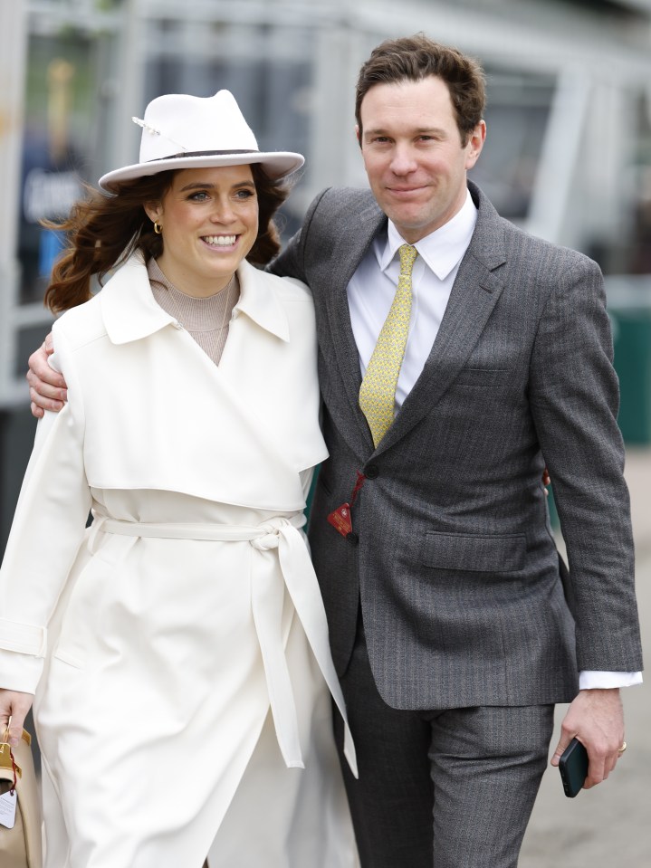 Princess Eugenie - dressed in an all-white ensemble - was accompanied by husband Jack Brooksbank