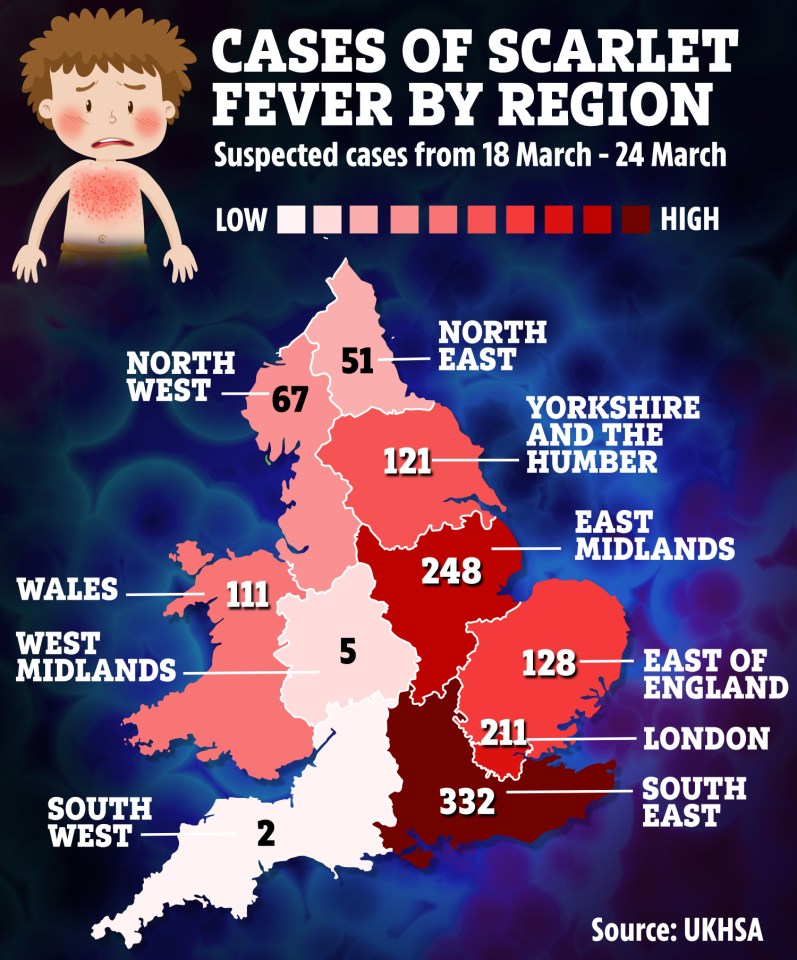 Map reveals areas worst affected by scarlet fever