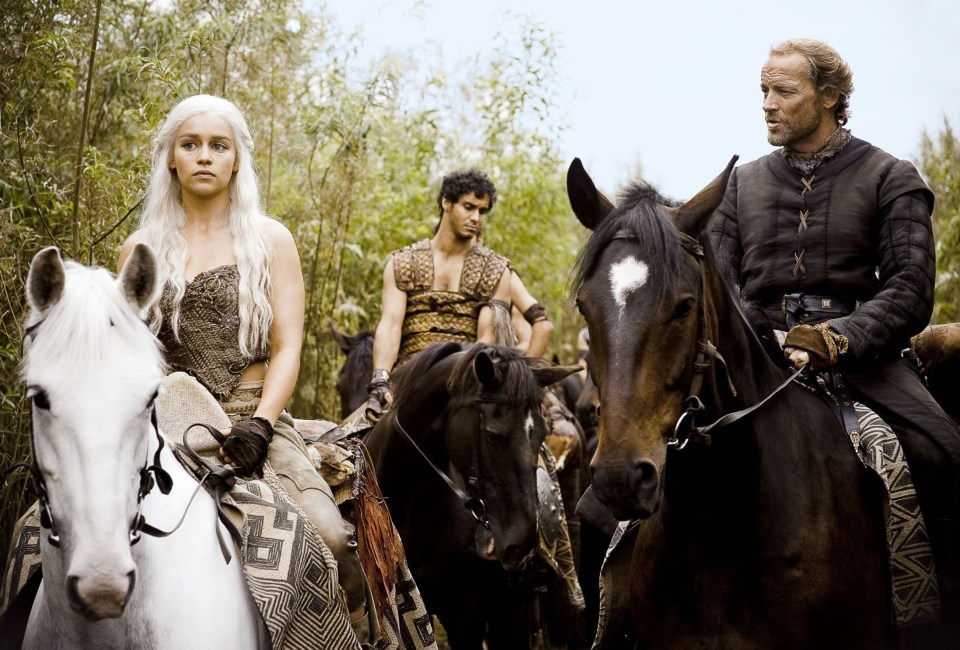 Emilia Clarke and Iain Glen in Game of Thrones