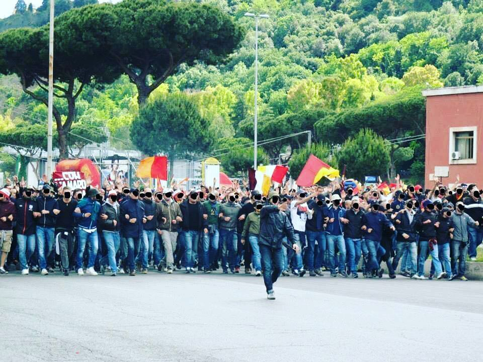 The ultras marching through the streets pregame