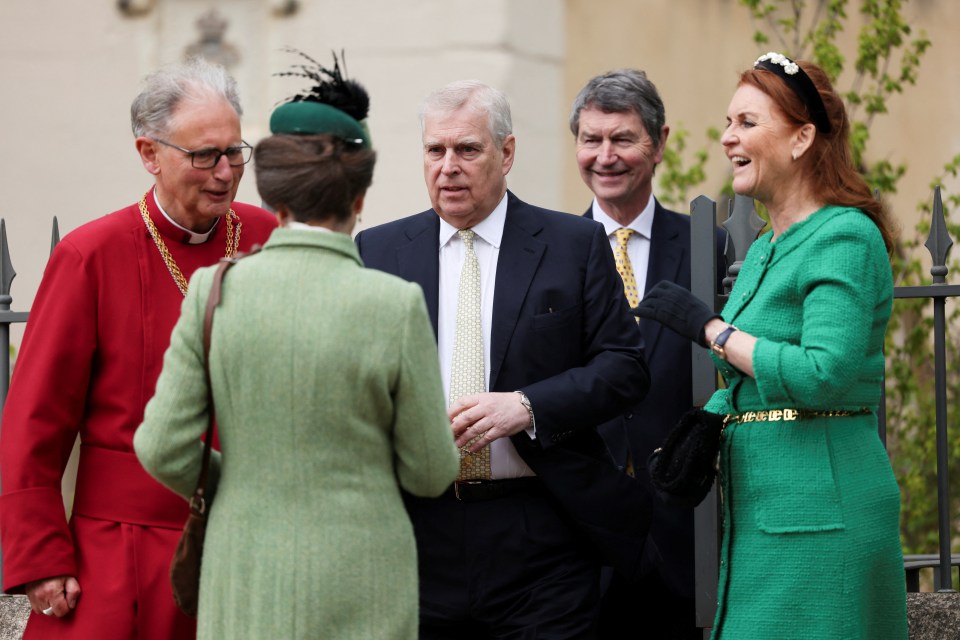 Prince Andrew and Sarah Ferguson were spotted chatting to the Princess Royal