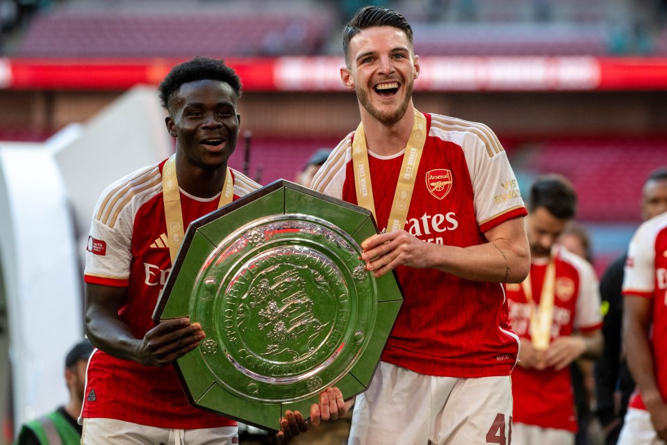 Bukayo Saka was free as an academy graduate for Arsenal while Declan Rice is their record signing at £105m