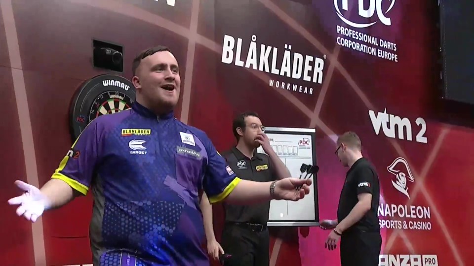 Littler celebrates his latest night of awesome darts
