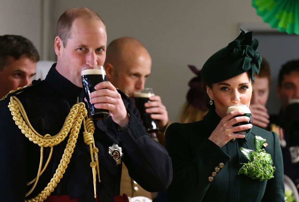 The Prince and Princess of Wales enjoyed a pint of Guinness after the parade in 2019