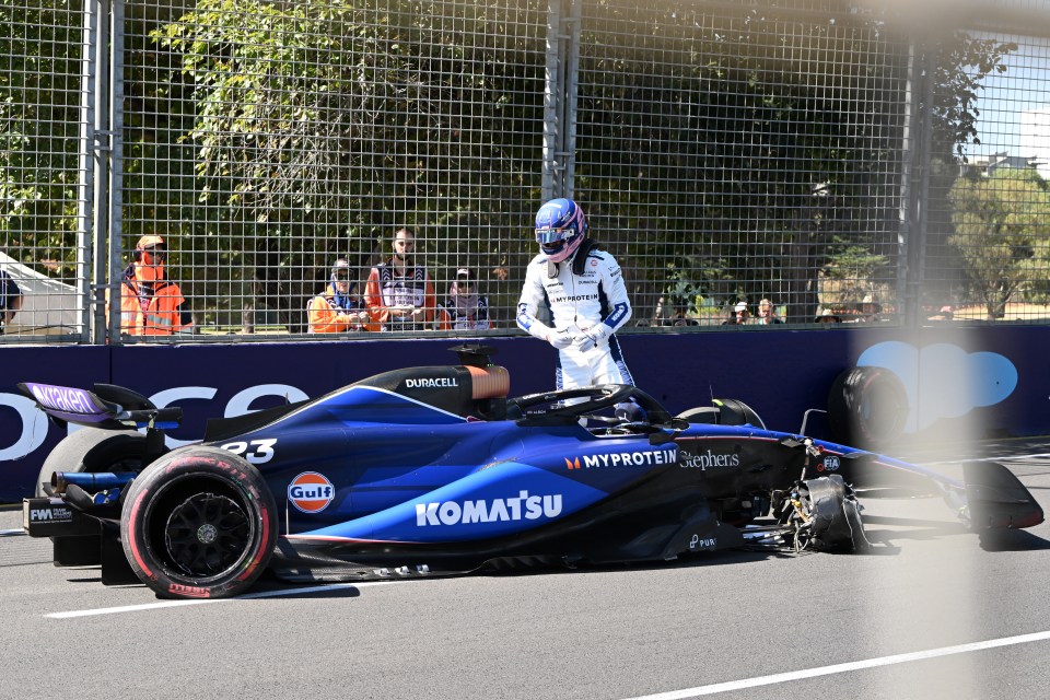 Alex Albon crashed during practice, causing significant damage to his car