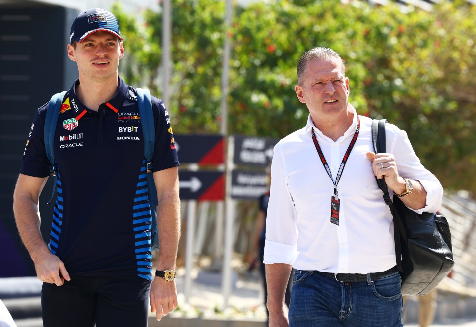 Max pictured with dad Jos Verstappen, 51, at the Bahrain Grand Prix