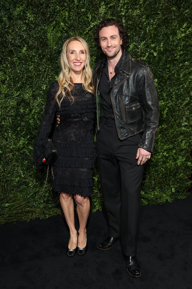LONDON, ENGLAND - FEBRUARY 17: Sam Taylor-Johnson and Aaron Taylor-Johnson attend the Charles Finch & CHANEL 2024 Pre-BAFTA Party on February 17, 2024 in London, England. (Photo by Mike Marsland/WireImage)