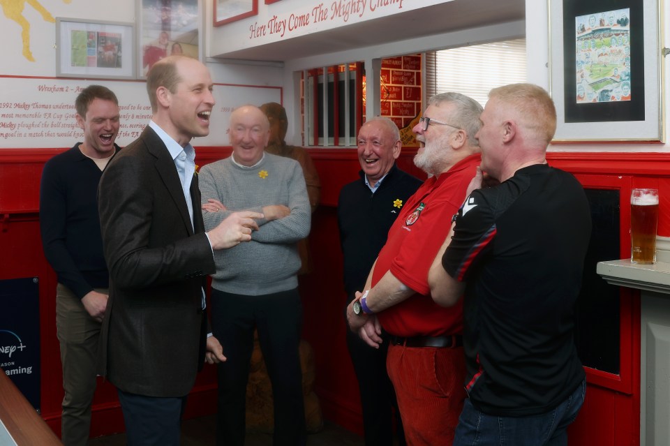 William had a laugh with locals at the pub