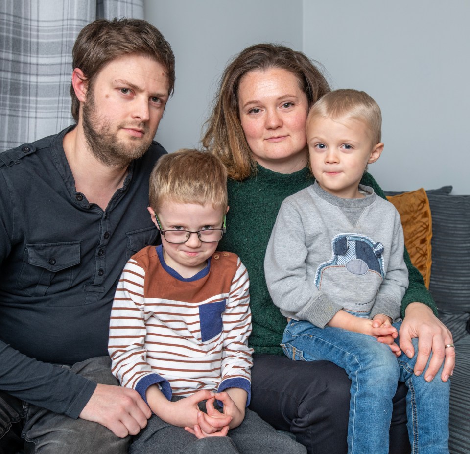 Dan Scarfe, 36 pictured with wife Emma, 33 and their two boys, Oliver, 6 and Luke, 3