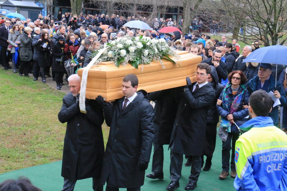The funeral of Giulio was attended by hundreds as his mother said he was only recognisable from the 'tip of his nose'