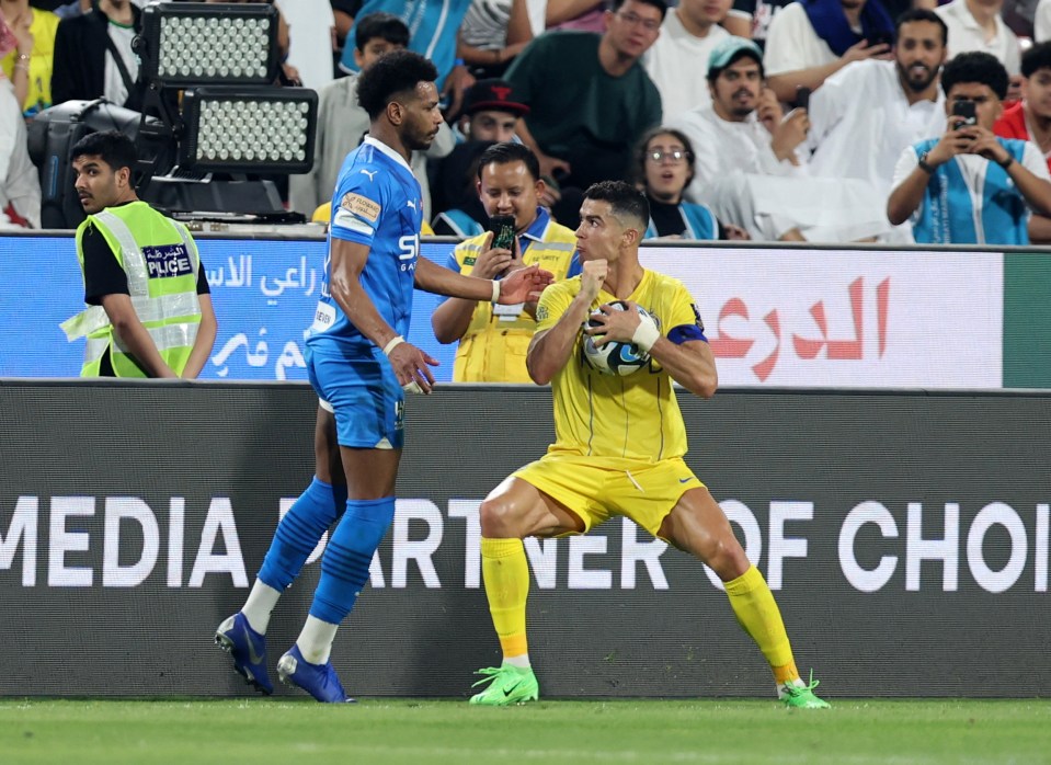 Cristiano Ronaldo appeared to drive his elbow into his opponent