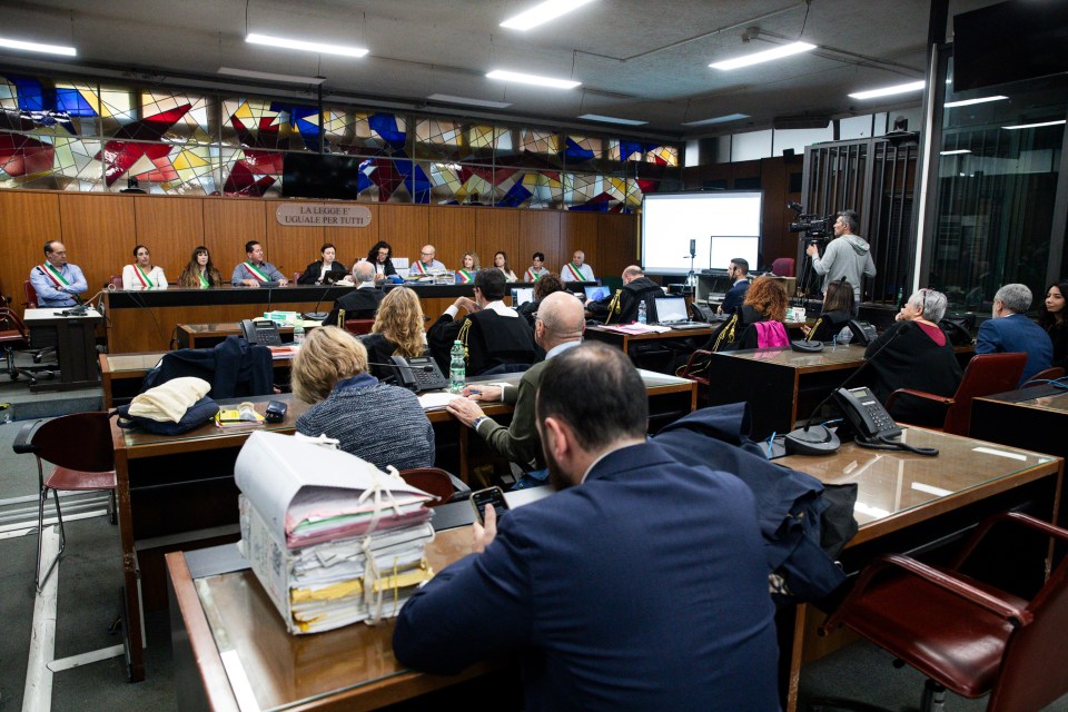 The courtroom where the trial is taking place as four men are suspected of the kidnapping, torture and killing of Giulio
