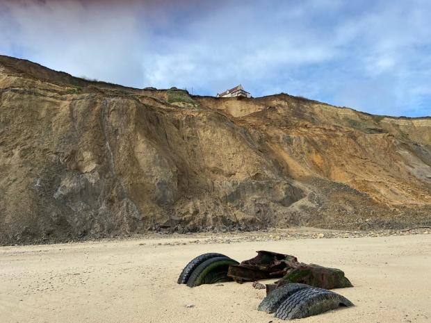 Litter is also strewn across the beach