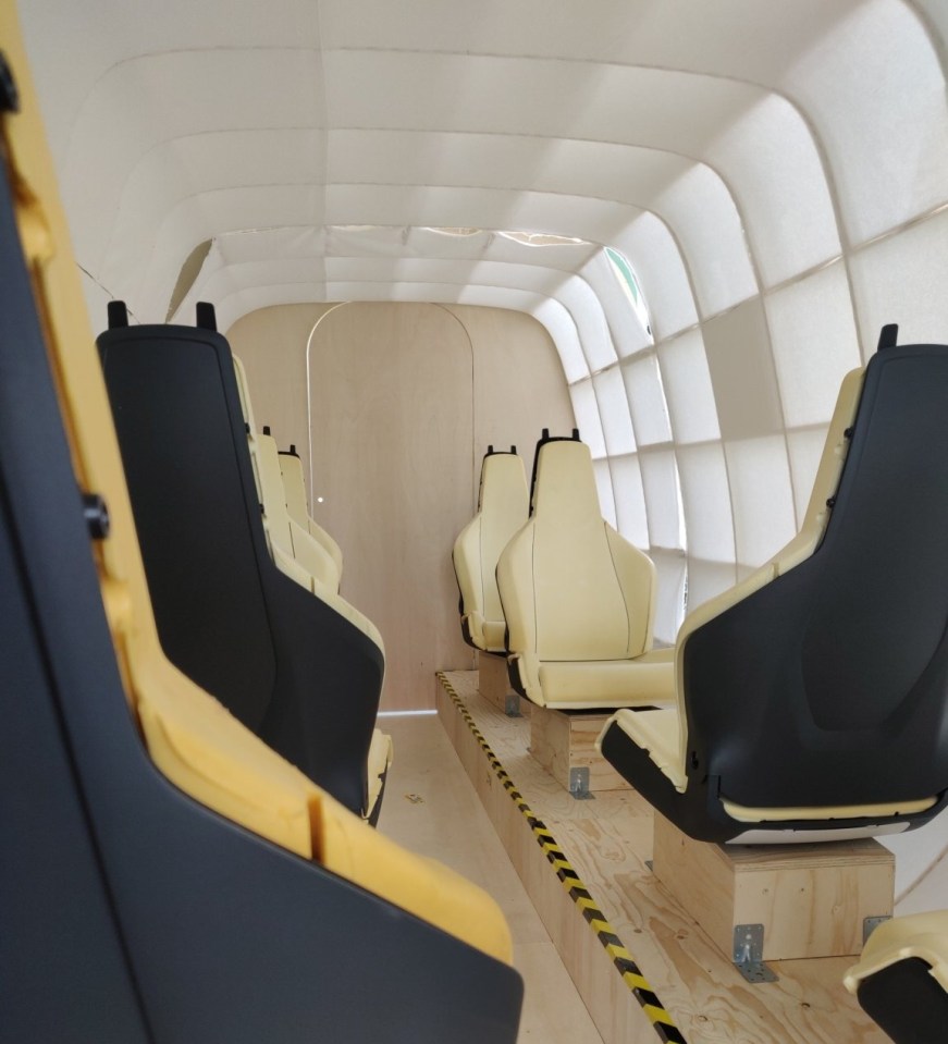 A hyperloop vehicle mock-up