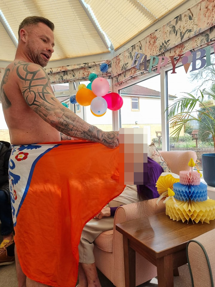 A care home resident celebrated her 104th birthday with a male stripper
