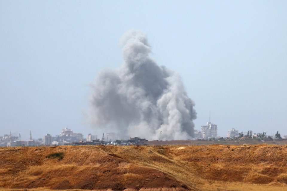 Smoke raised as a result of an Israeli airstrike in the northern part of the Gaza Strip