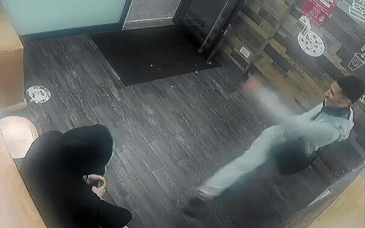 Gordon was seen laughing in a takeaway after the attack