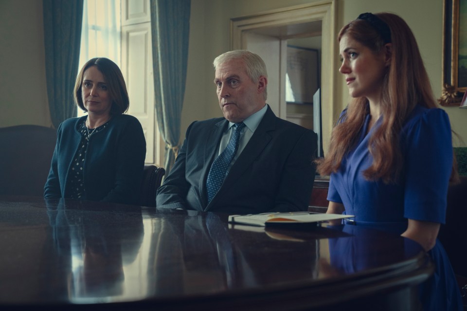Charity (far right) plays Princess Beatrice in Scoop