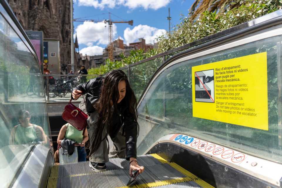 Holidaymakers have been banned from taking selfies on moving escalators