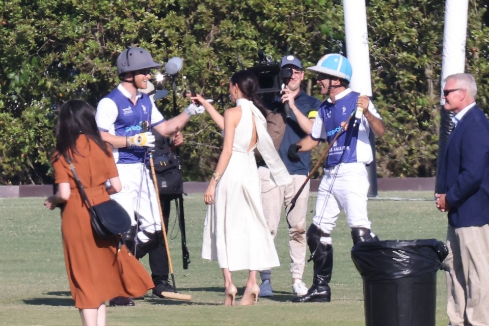 The couple were surrounded by their film crew