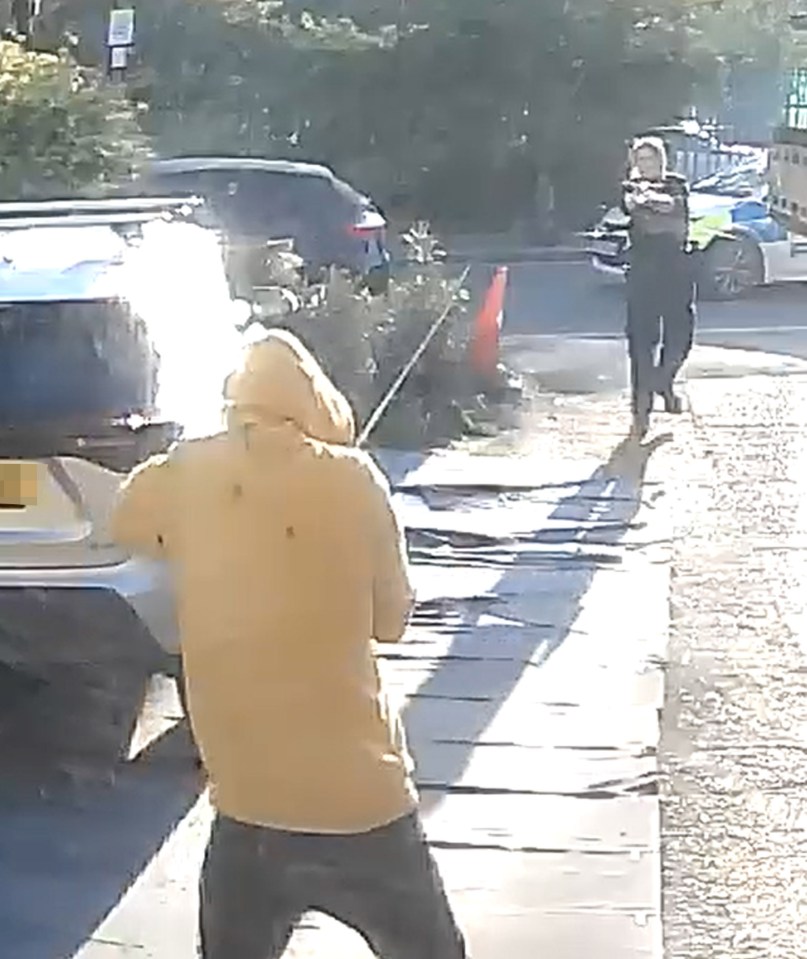 Brave cops confronted the suspect